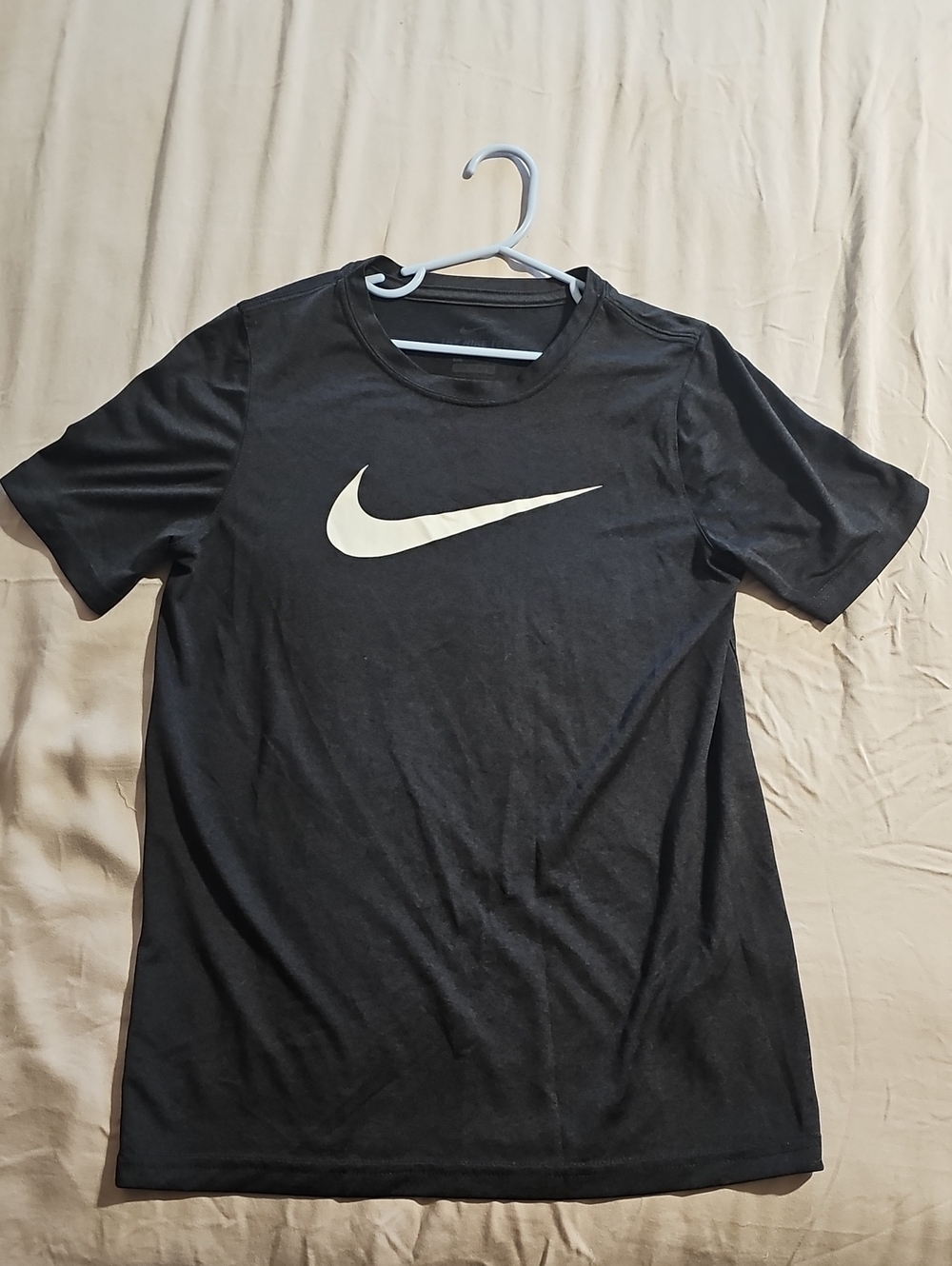 Nike Black Short-Sleeve Swoosh Tee with White Logo